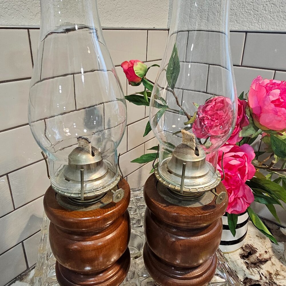 Vintage farmhouse oil lamps
